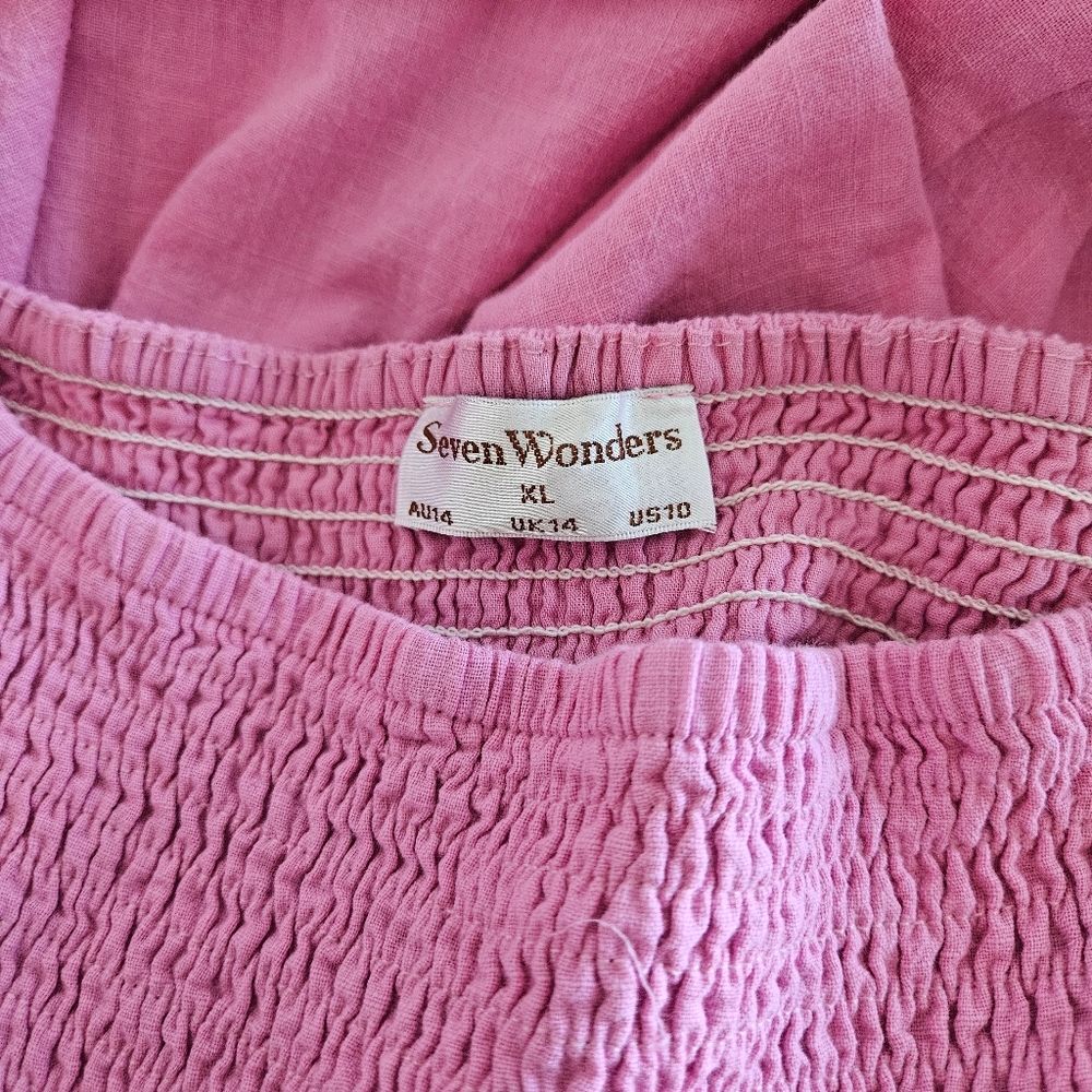 Seven Wonders | Brinley Cotton Slit Midi Dress Pink Flamingo Womens 10 - Picture 9 of 9